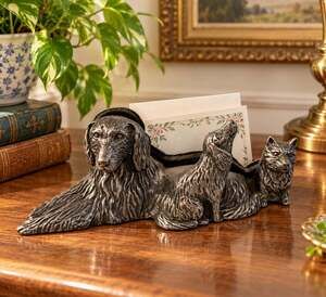 Pewter Sporting Dogs Metal Business Card Holder Photo Frame Spaniel Dog Lover
